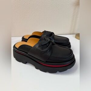 4CCCCEES Crunch Bow Black Leather Platform Mules